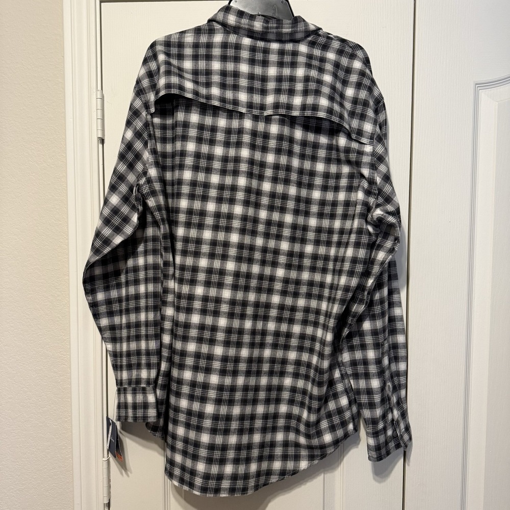 NWT Croft Barrow Flannel Shirt Men Large Wicking Ventilation Quick Dry Gray - Picture 3 of 9